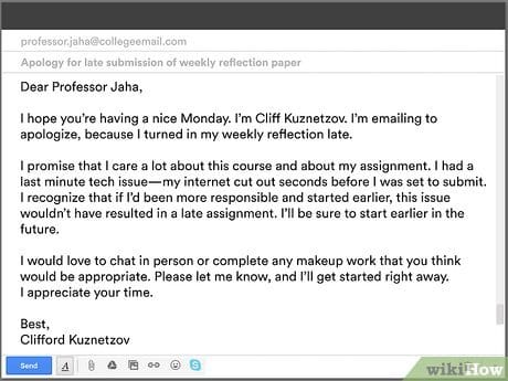 How to Ask Professor to Accept Late Assignment Email Sample